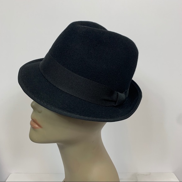 J Crew Black Wool Fedora Hat Grosgrain Ribbon S/M - Picture 5 of 8